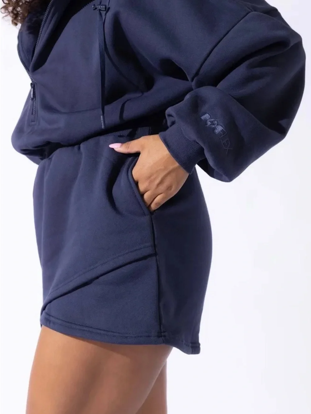 POPFLEX Navy Blue Zip-Up Hoodie Dress - Picture 5 of 7